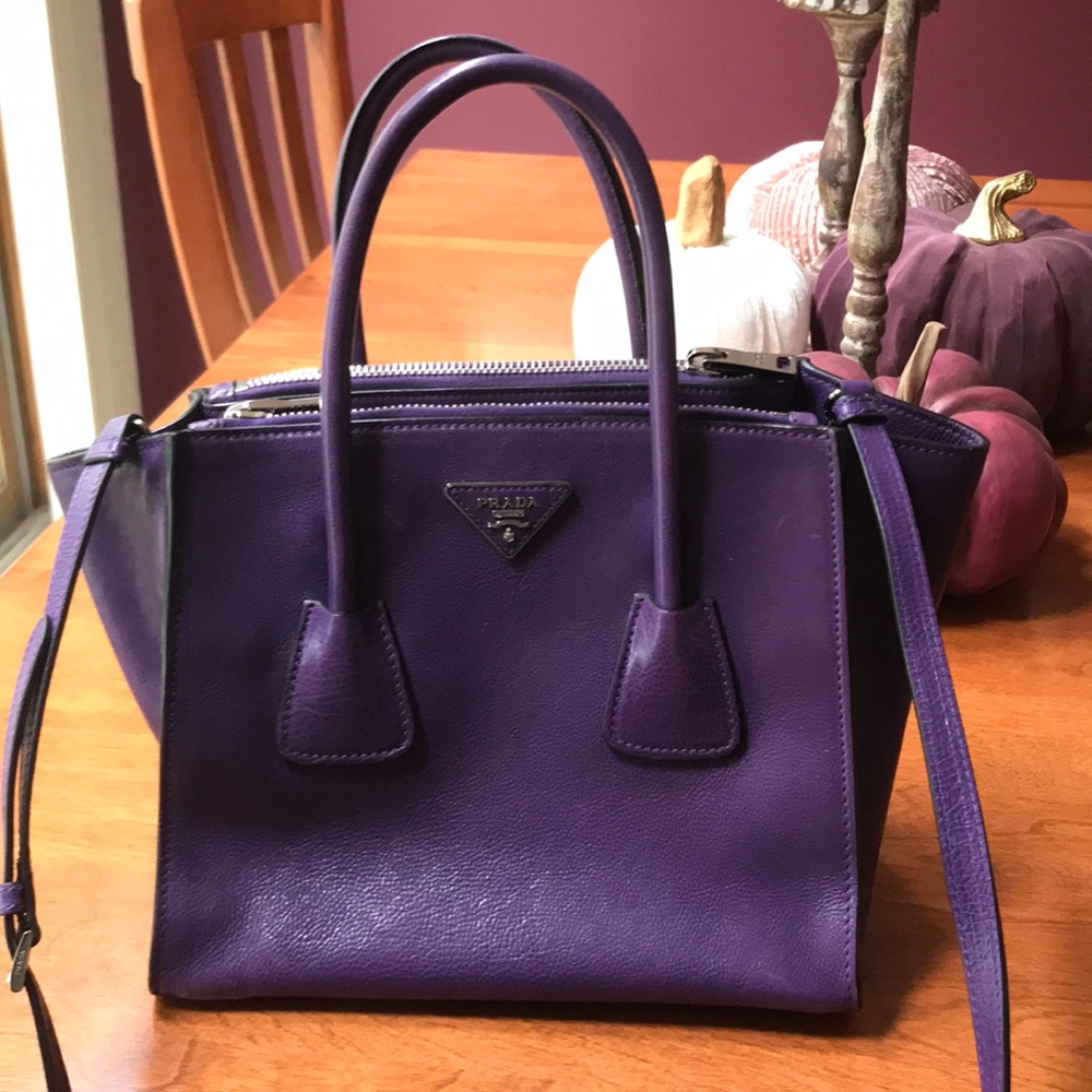 - Genuine Prada Pebble Leather Crossbody Satchel